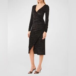 NWT Misa Los Angeles Black Sparkle Long Sleeve Dress